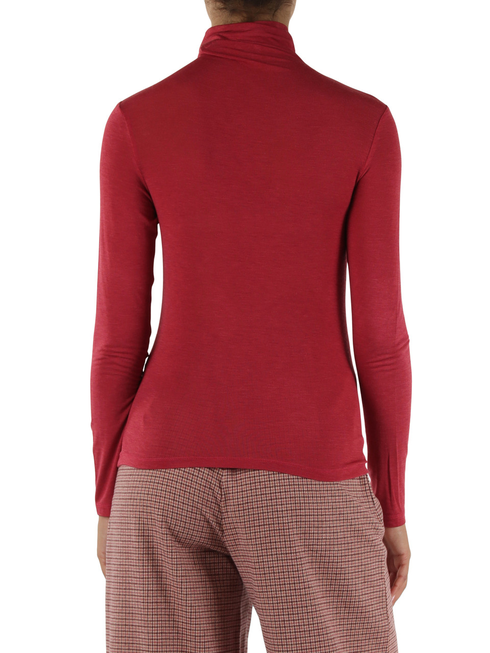 CICLAMINO | T-shirt collo alto in misto viscosa e cashemere