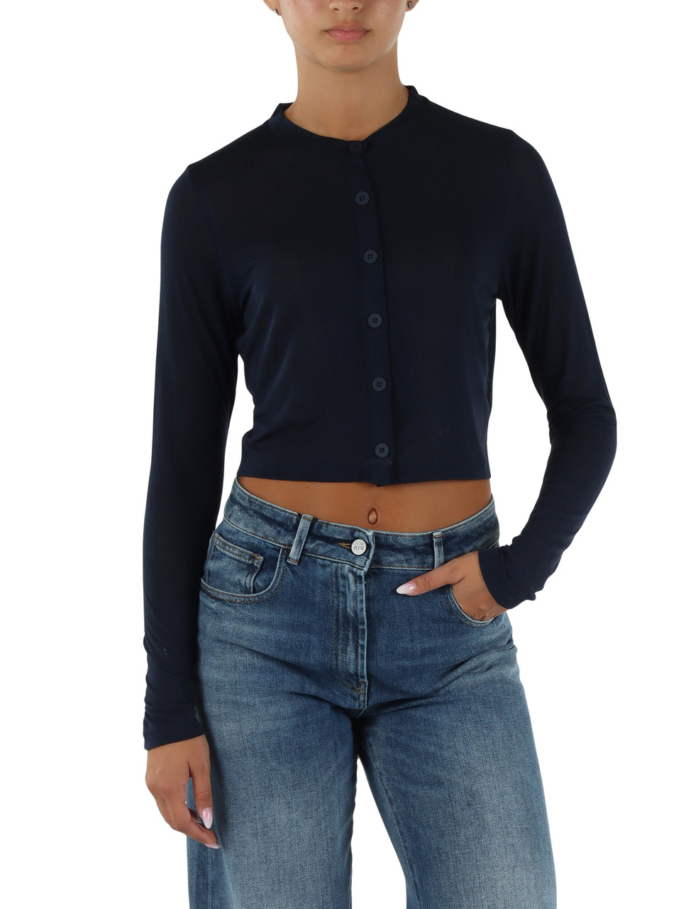 BLU | Cardigan in maglina sottile di misto viscosa e cashemere
