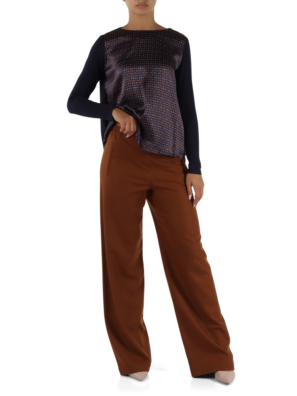 BLAU | Bluse aus Seide und Stretch-Viskose