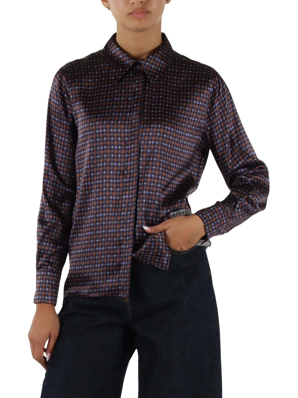 BLU | Camicia stampata in seta stretch