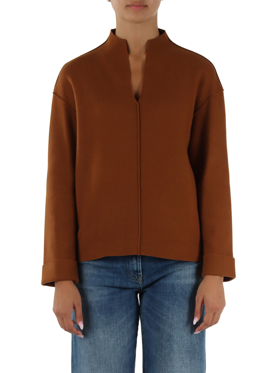 MARRONE CHIARO | Maglia ovetto in misto lana vergine