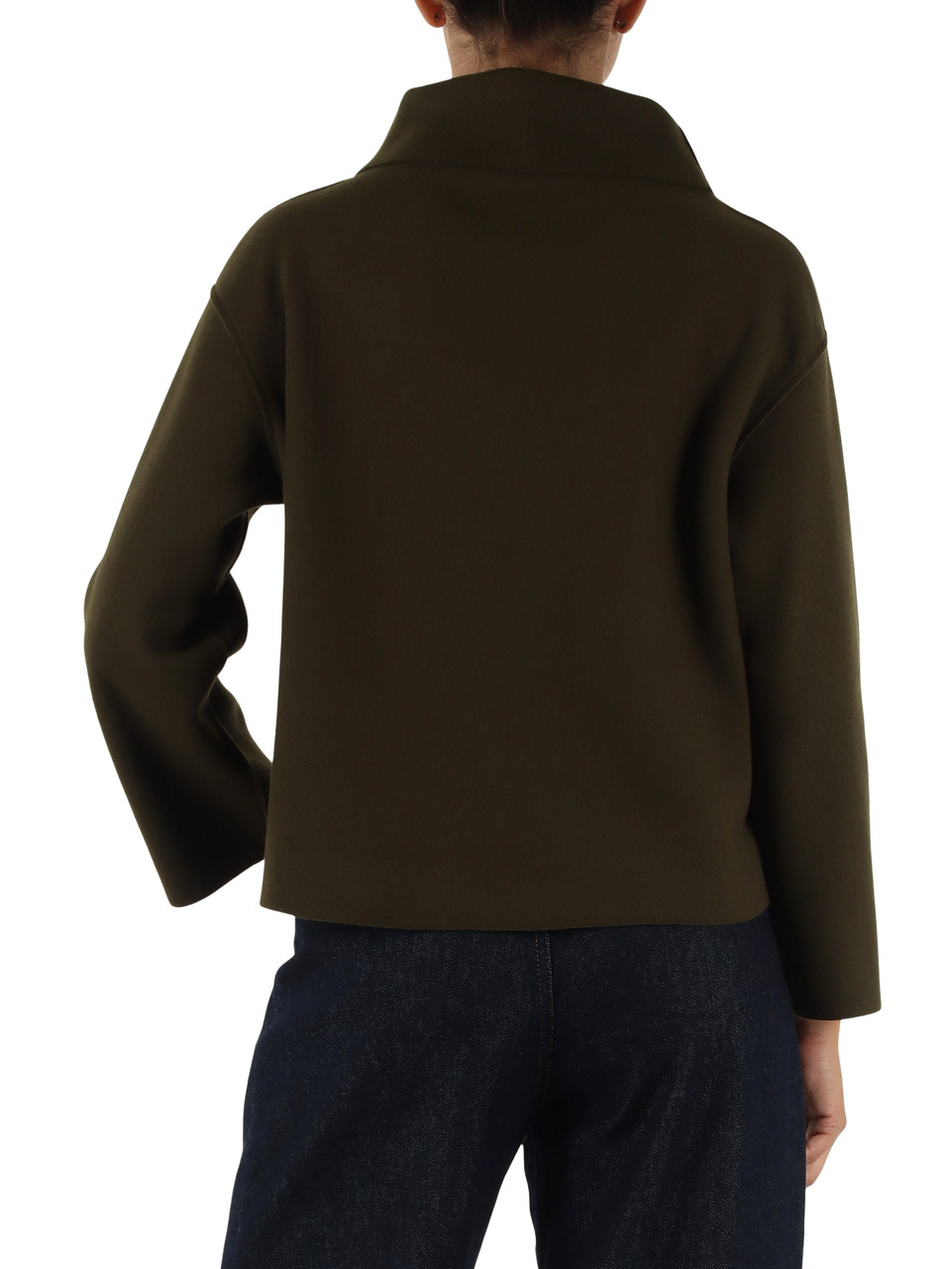 VERDE SCURO | Maglia collo alto in misto lana vergine