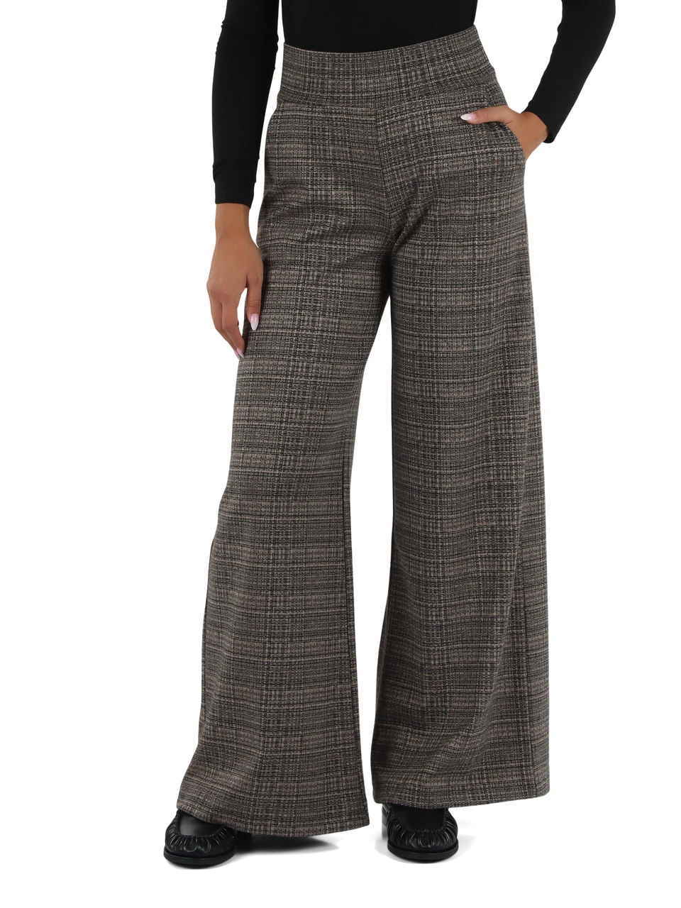 TORTORA | Pantalone gamba larga in misto viscosa e cotone