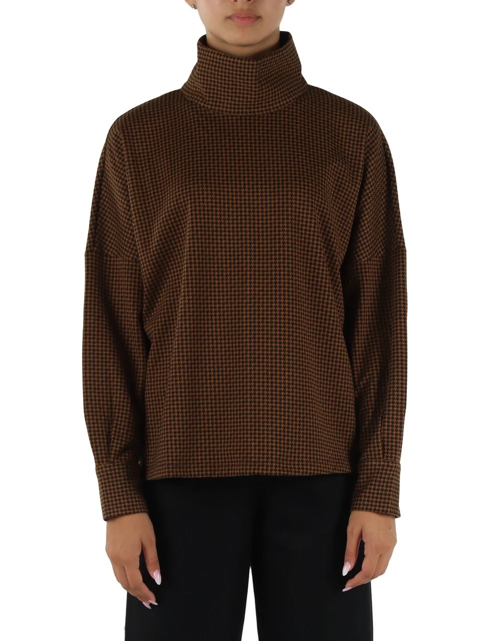 MARRONE CHIARO | Maglia in misto viscosa con collo alto
