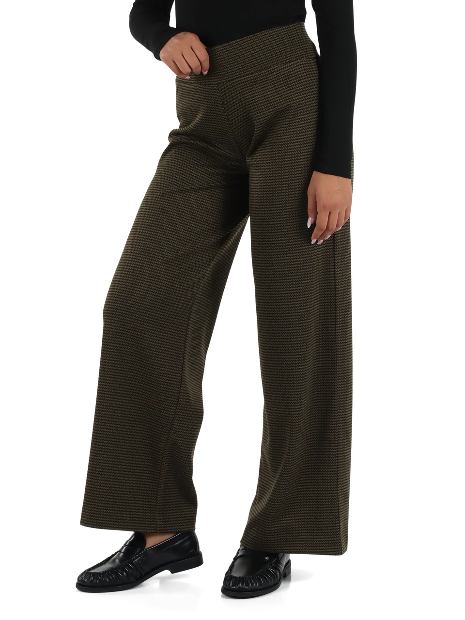 VERDE | Pantalone gamba larga in misto viscosa