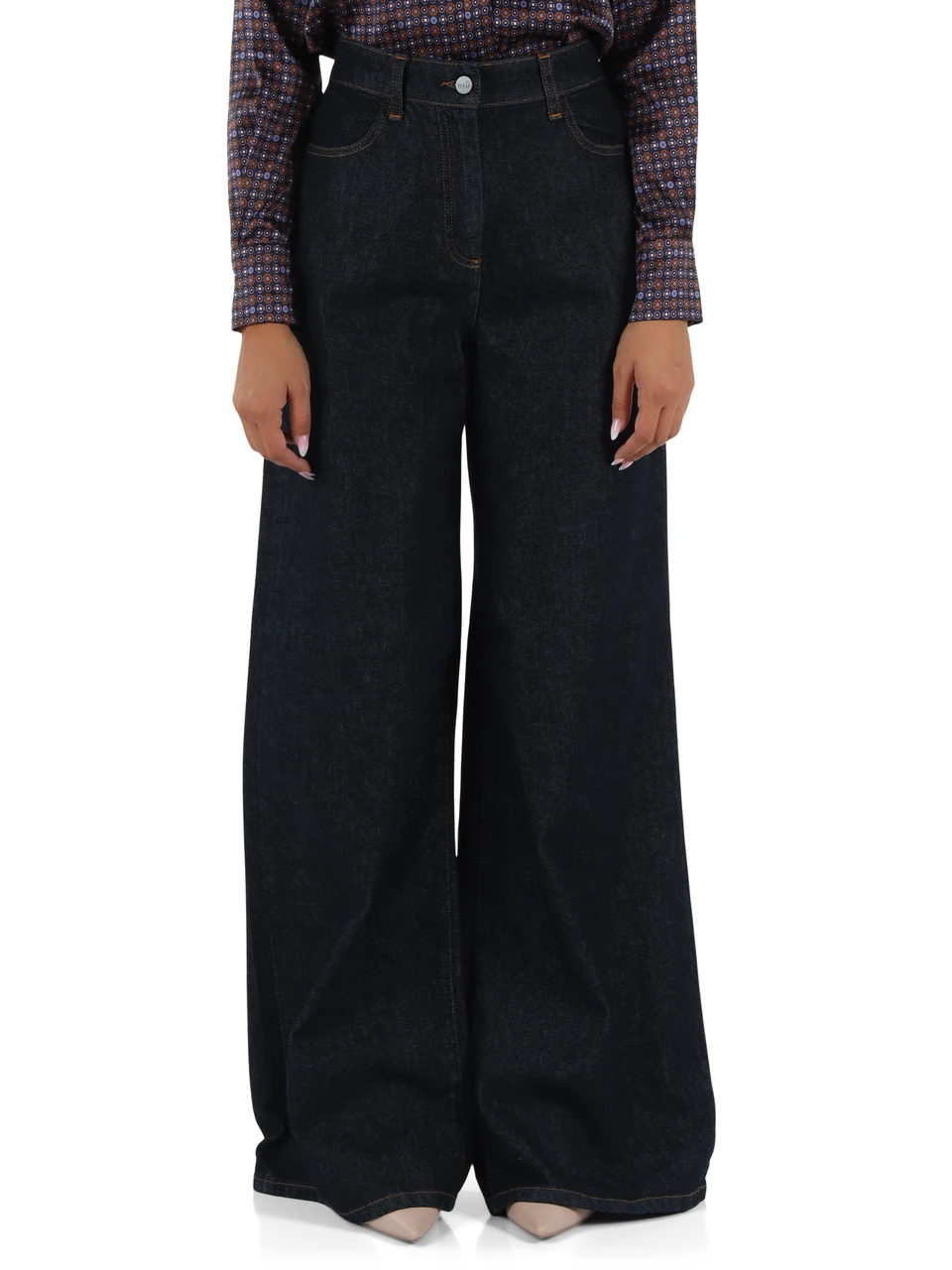 BLU SCURO | Pantalone jeans gamba larga