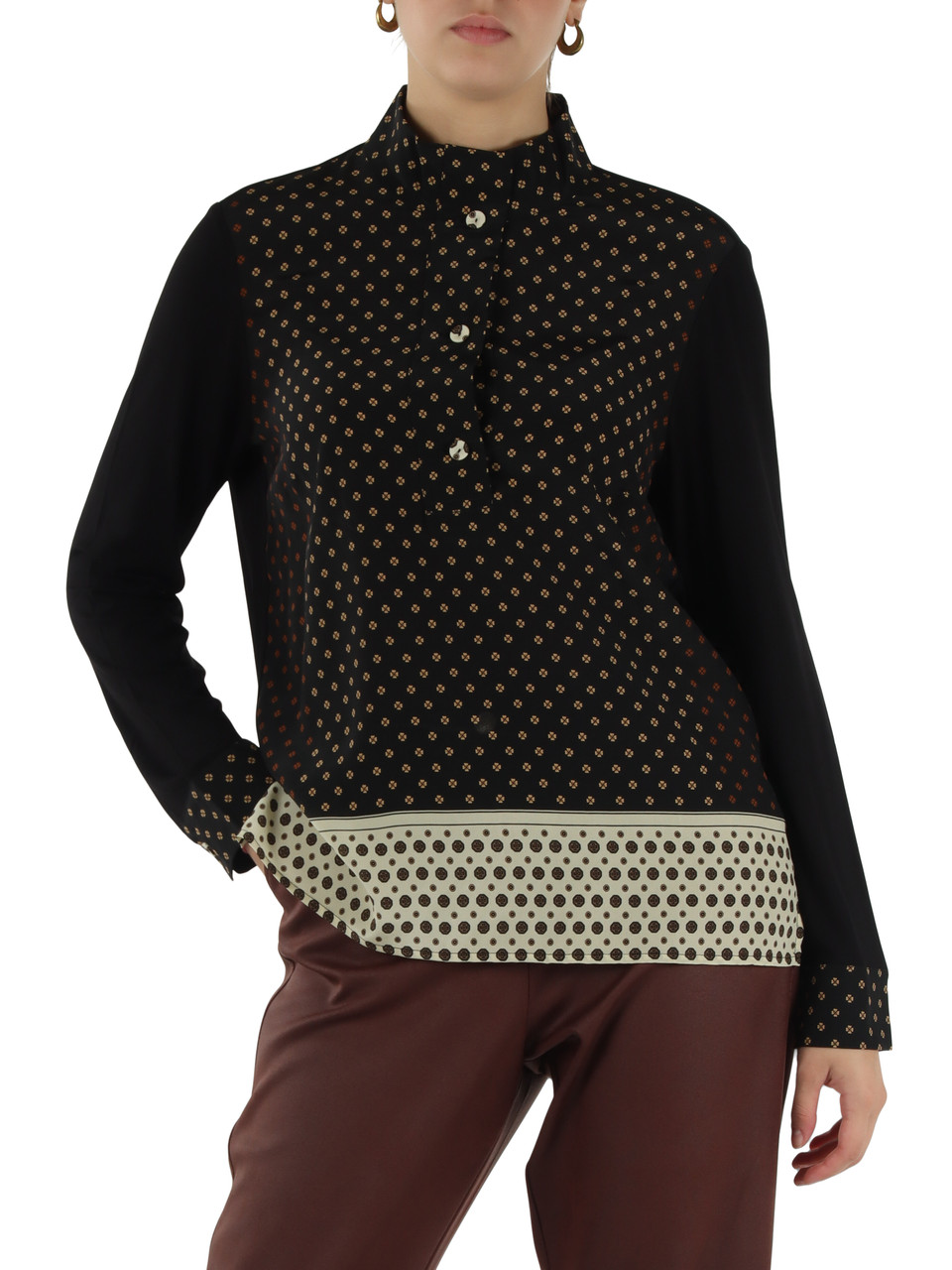 NERO | Blusa in viscosa stretch e seta