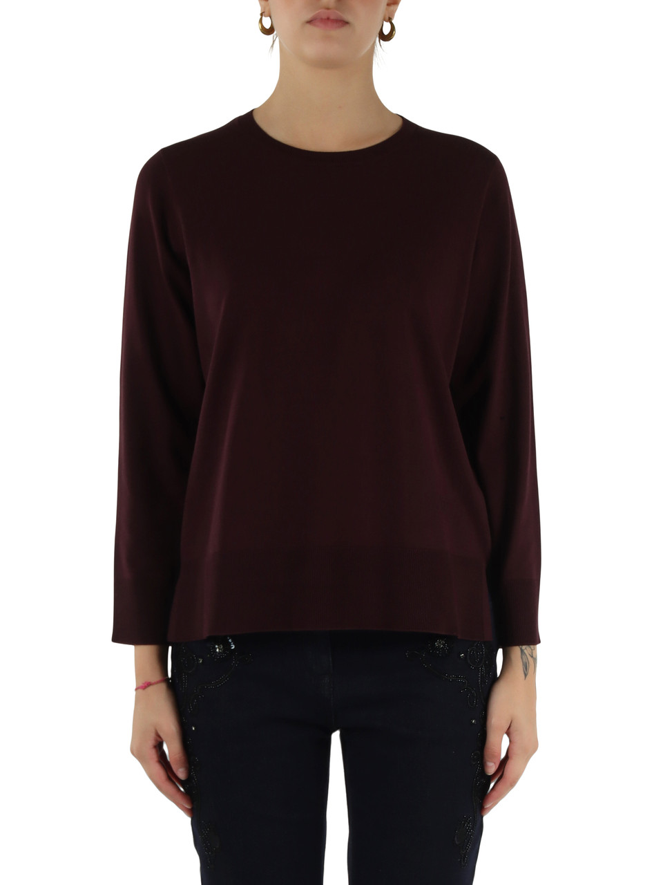 BORDEAUX | Maglia girocollo in misto viscosa