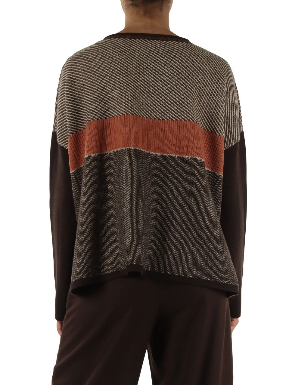 MARRONE | Maglia in lana con motivo decorativo