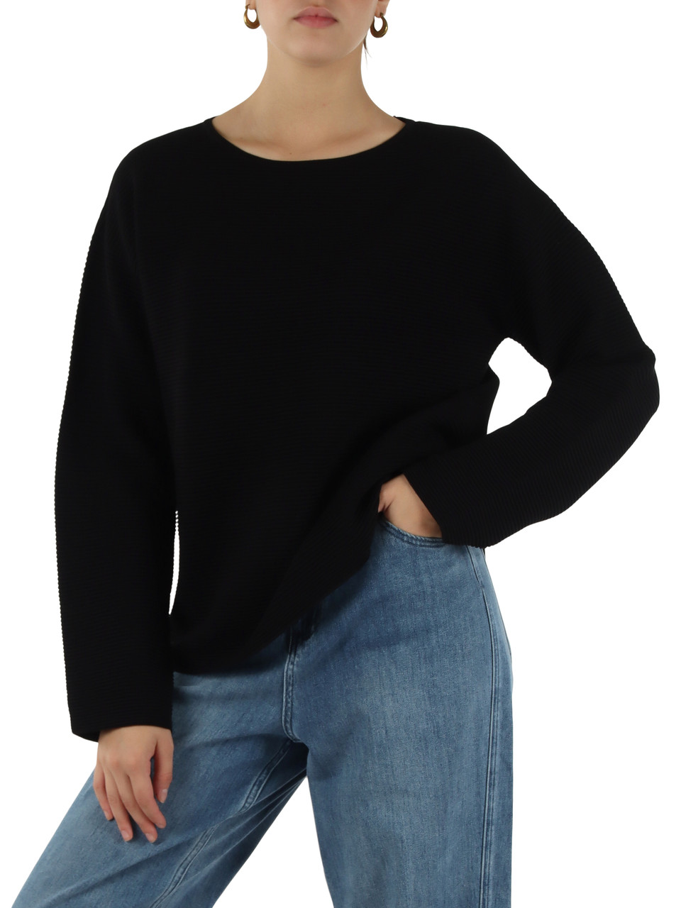 SCHWARZ | Pullover aus Viskosemischung mit abnehmbarem Rollkragen