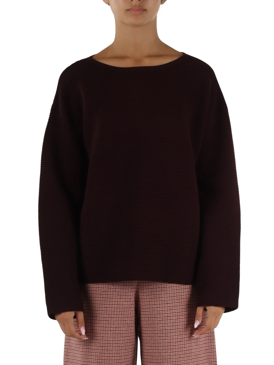BORDEAUX | Maglia in misto viscosa con collo alto rimovibile