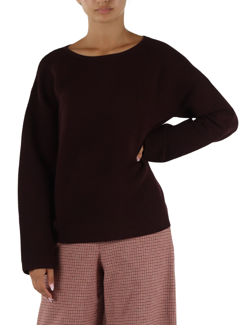BORDEAUX | Maglia in misto viscosa con collo alto rimovibile