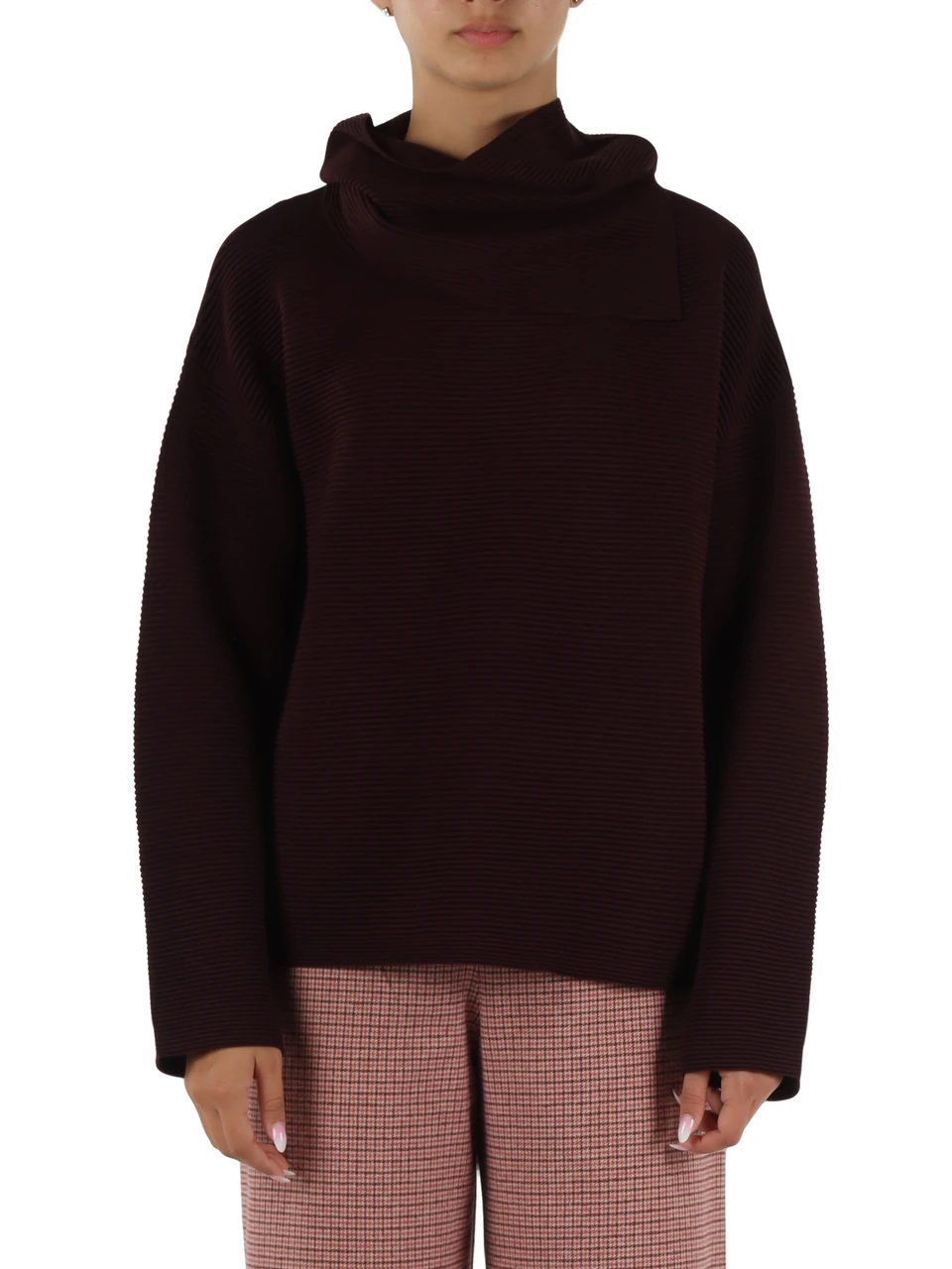 BORDEAUX | Maglia in misto viscosa con collo alto rimovibile