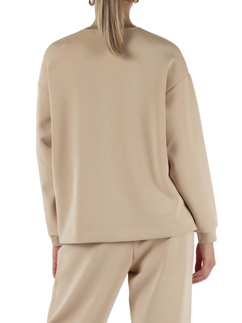 BEIGE | Felpa girocollo in scuba di misto modal