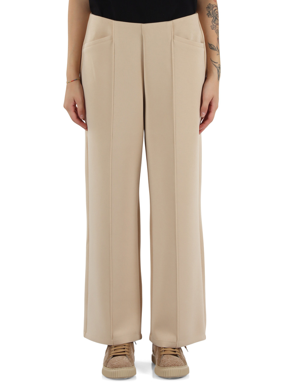 BEIGE | Pantaloni sportivi in scuba di misto modal