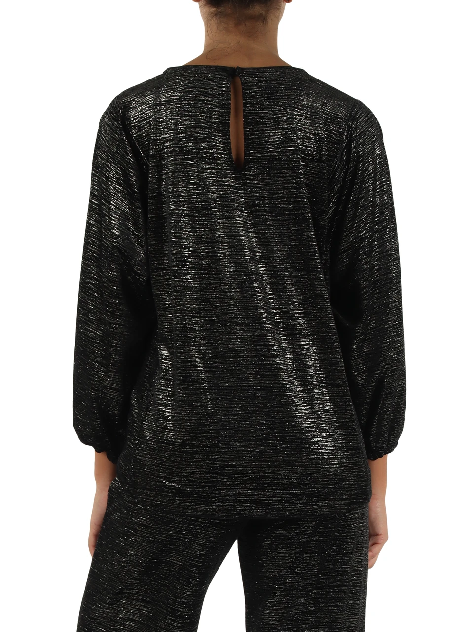 SCHWARZ | Samt- und Lurex-Pullover