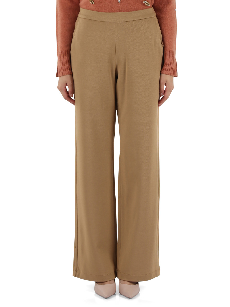 BEIGE | Pantalone gamba larga in misto viscosa