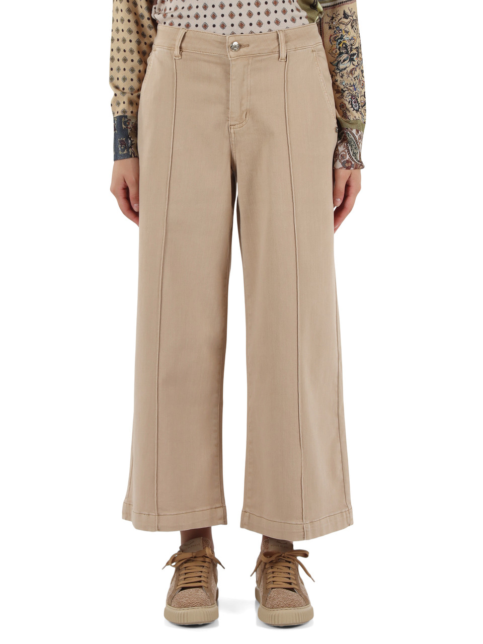 BEIGE | Pantalone cropped in bull stretch