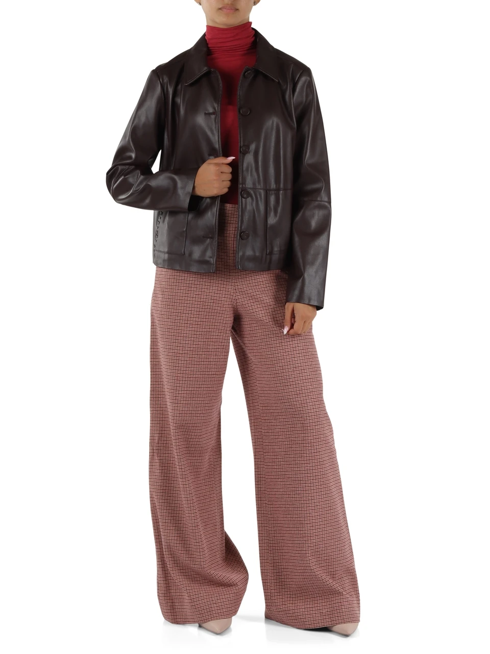 BORDEAUX | Giacca in ecopelle boxy fit