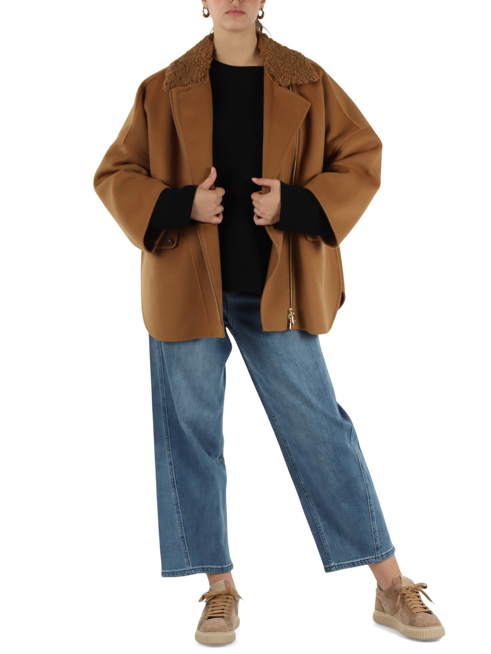CAMMELLO | Cappotto in tessuto double di misto lana