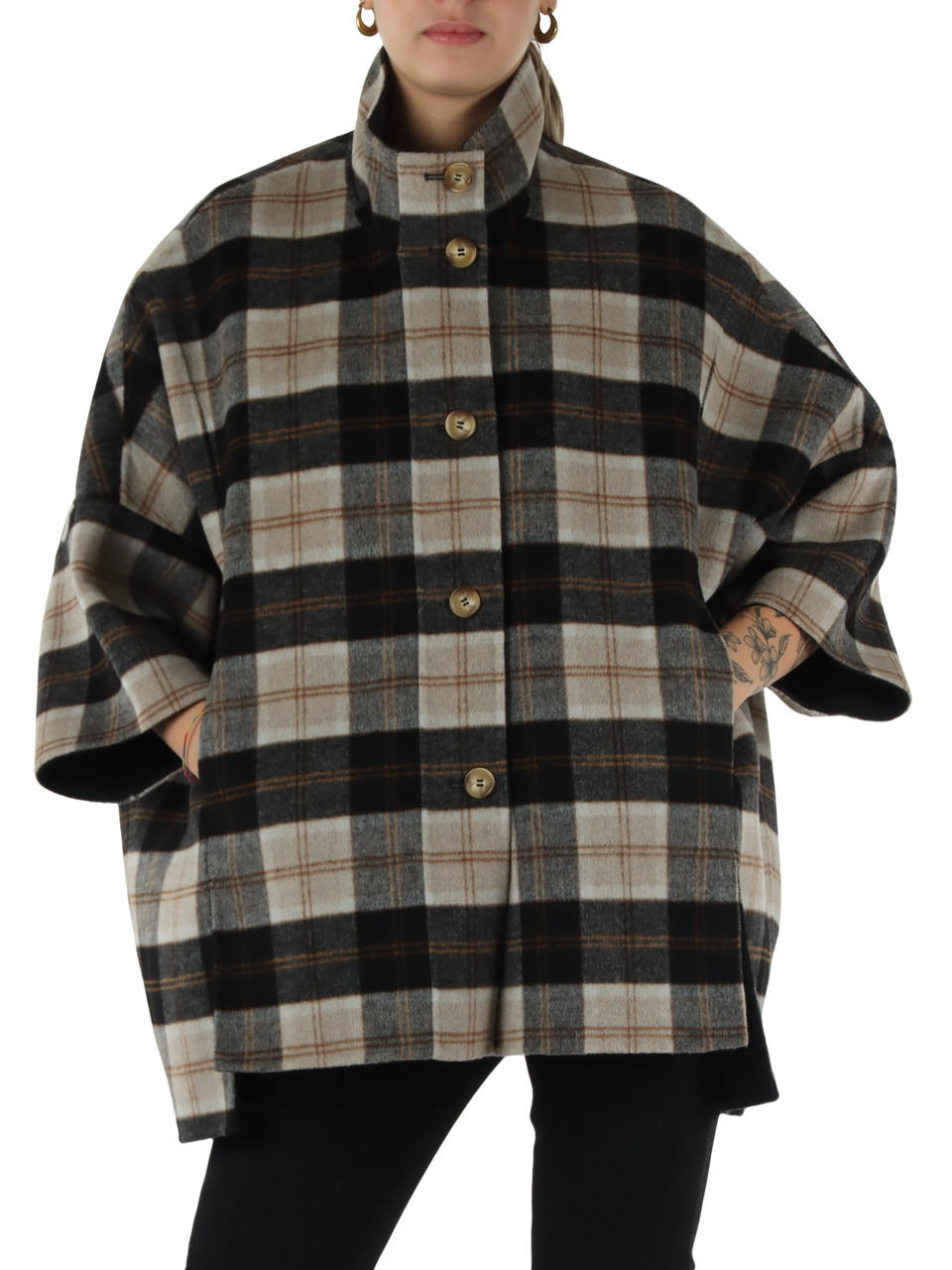 BEIGE | Cappotto ampio misto lana