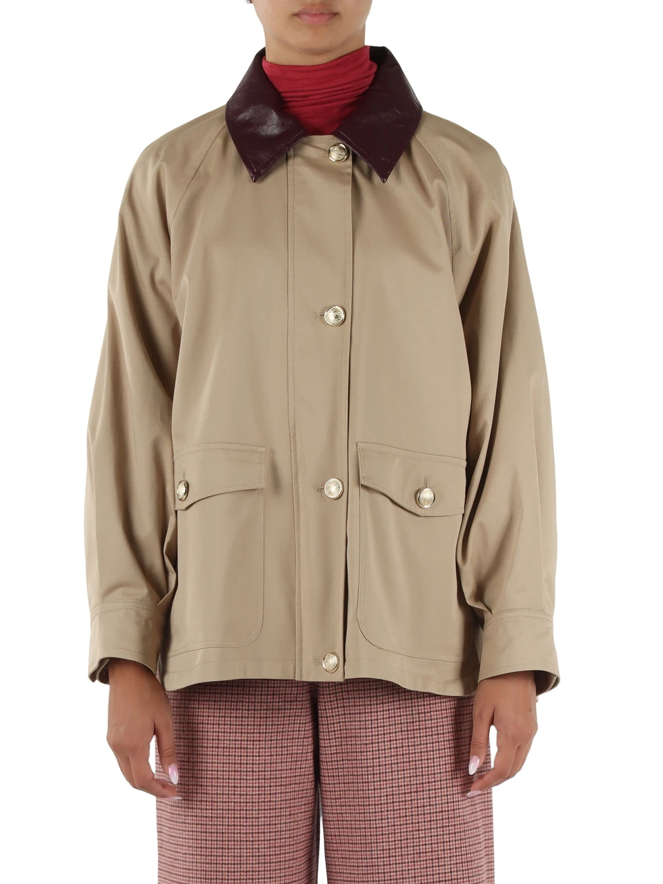 BEIGE | Giacca in cotone EDITTO con colletto in ecopelle