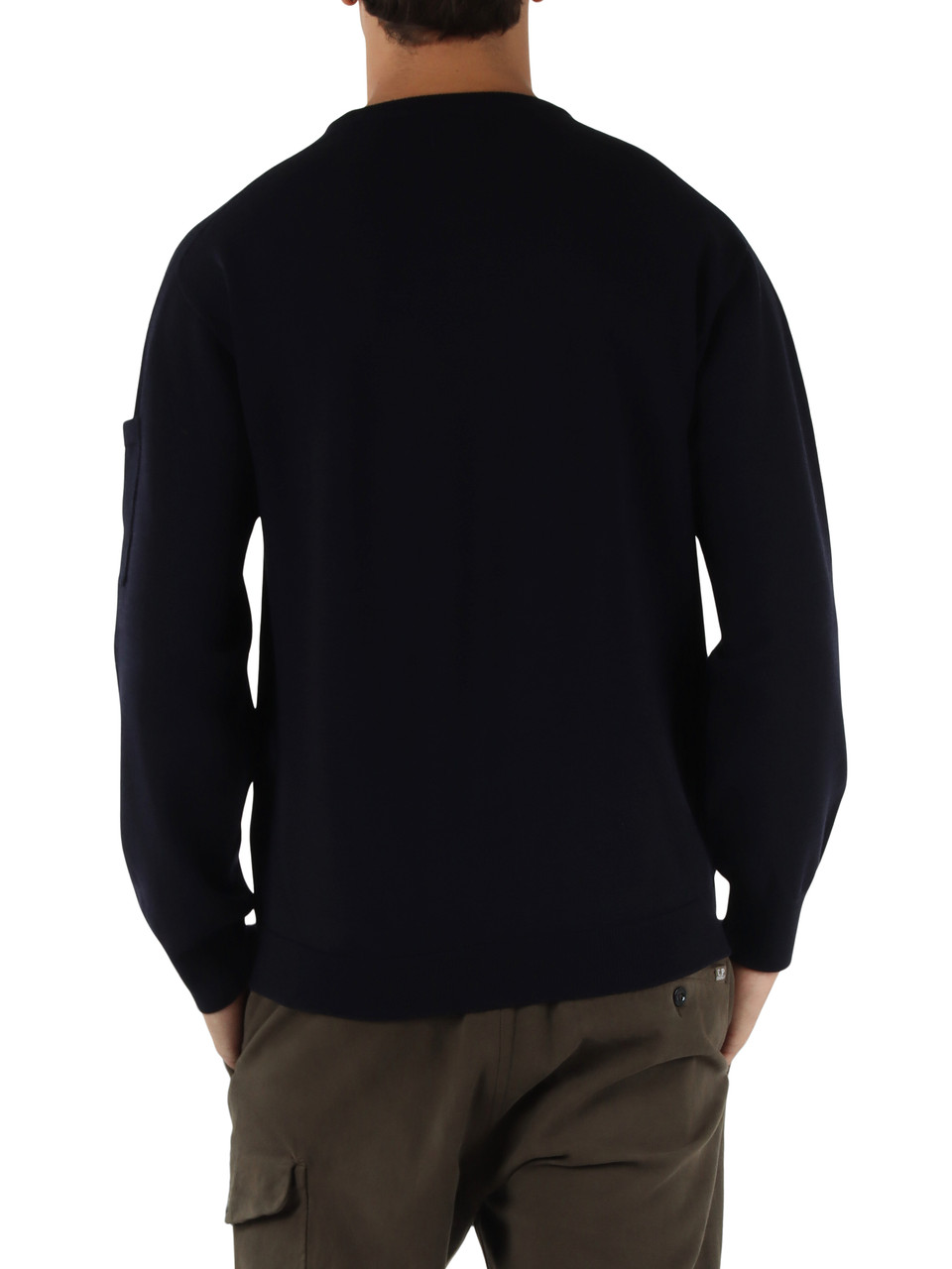 BLU SCURO | Maglia girocollo in misto lana vergine merino