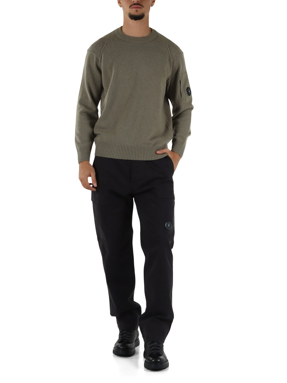 VERDE | Maglia girocollo in misto lana Global Recycled Standard