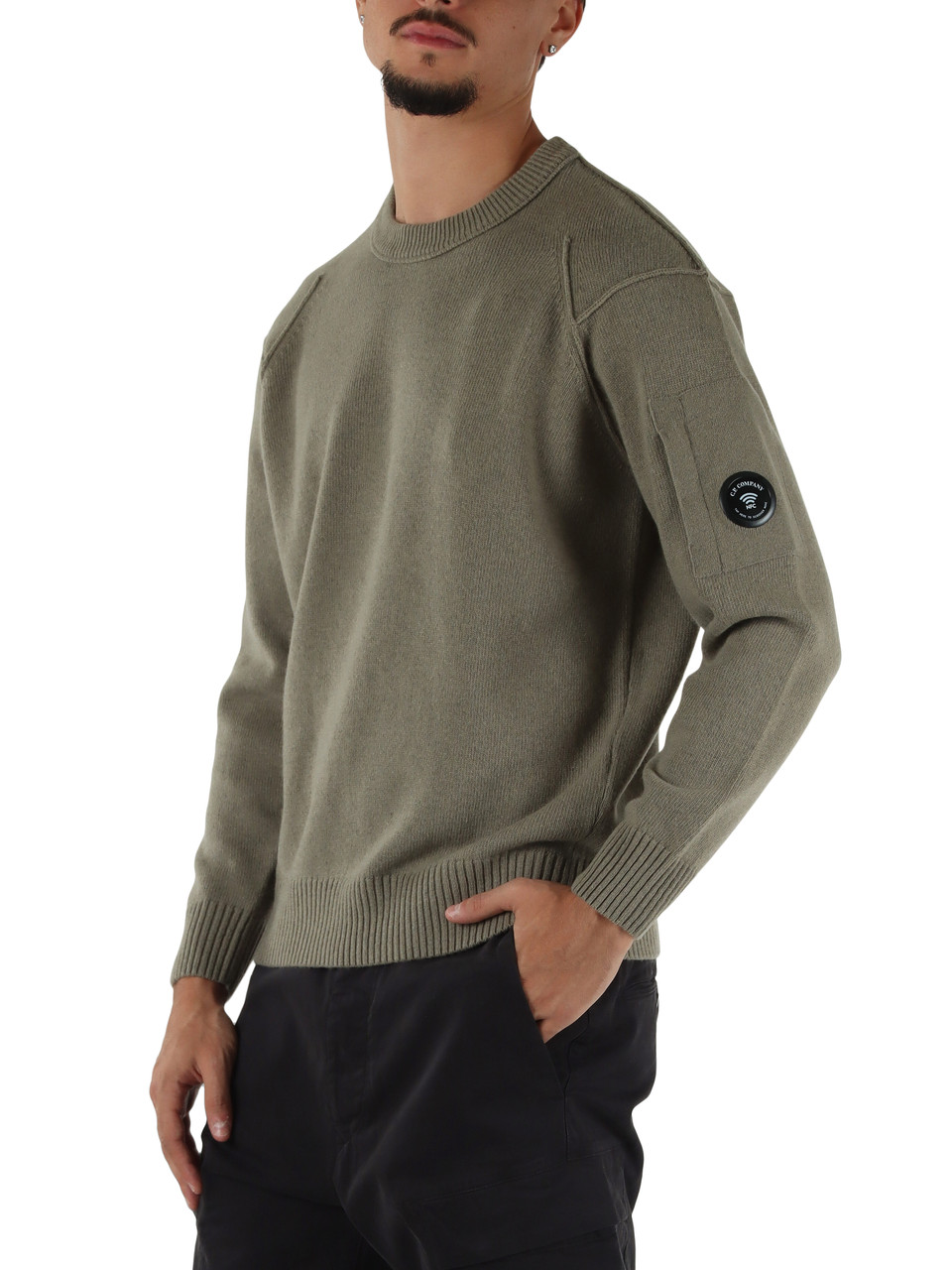 VERDE | Maglia girocollo in misto lana Global Recycled Standard