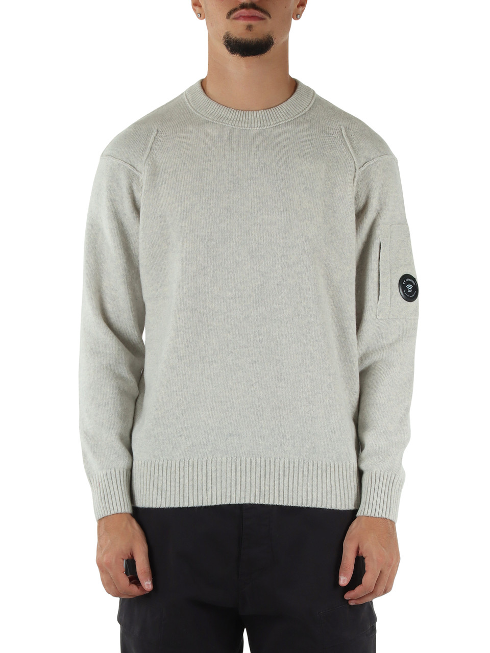 GRIGIO CHIARO | Maglia girocollo in misto lana Global Recycled Standard