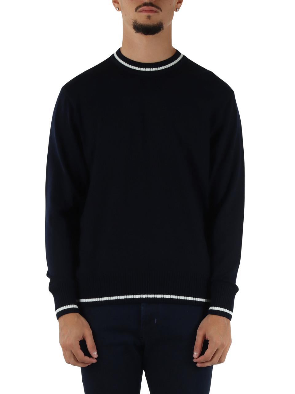 BLU SCURO | Maglia girocollo in lana vergine