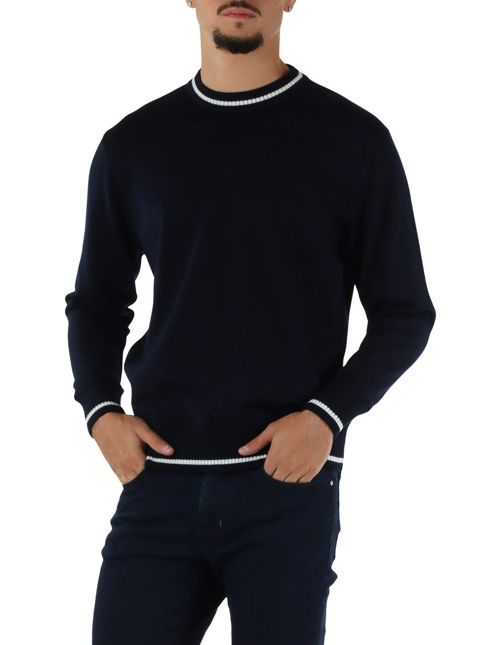 BLU SCURO | Maglia girocollo in lana vergine