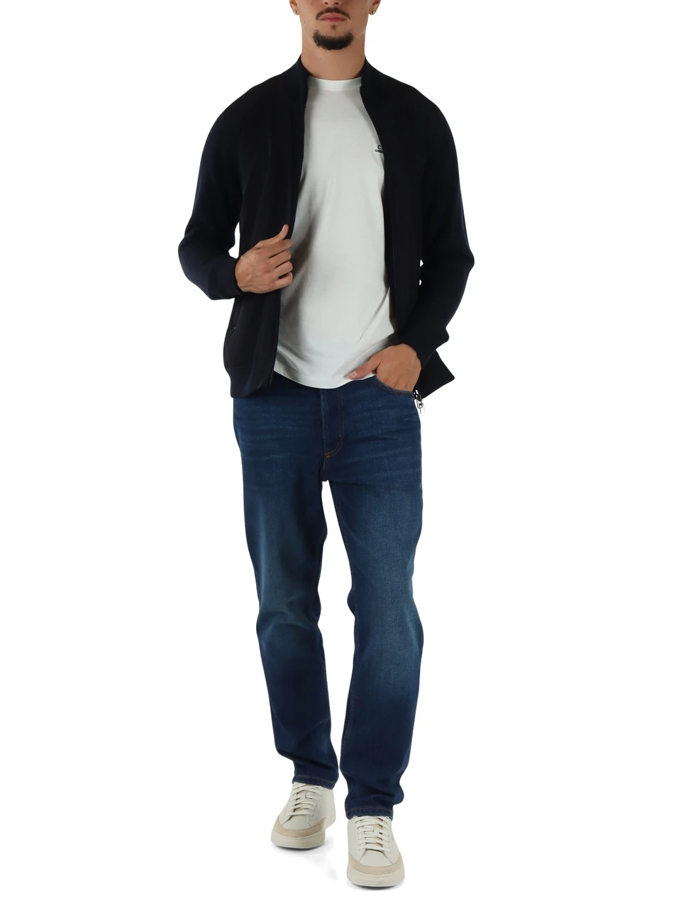 BLU SCURO | Giacca cardigan Second Skin con zip