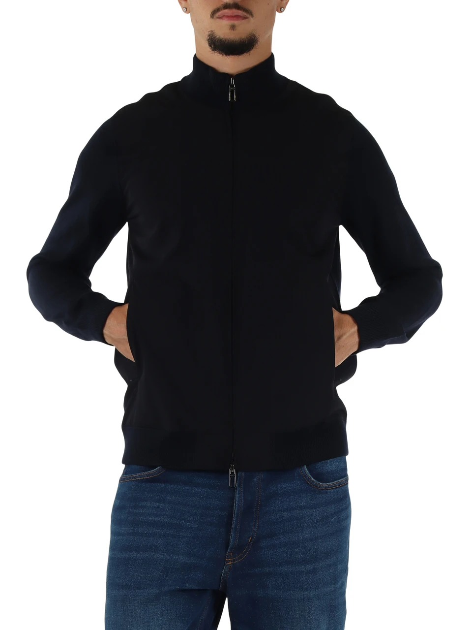 BLU SCURO | Giacca cardigan Second Skin con zip