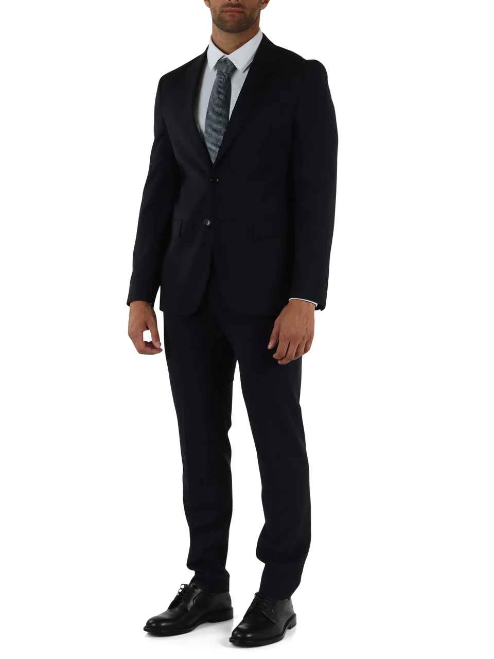 BLU SCURO | Abito due pezzi slim fit in lana vergine Tesse