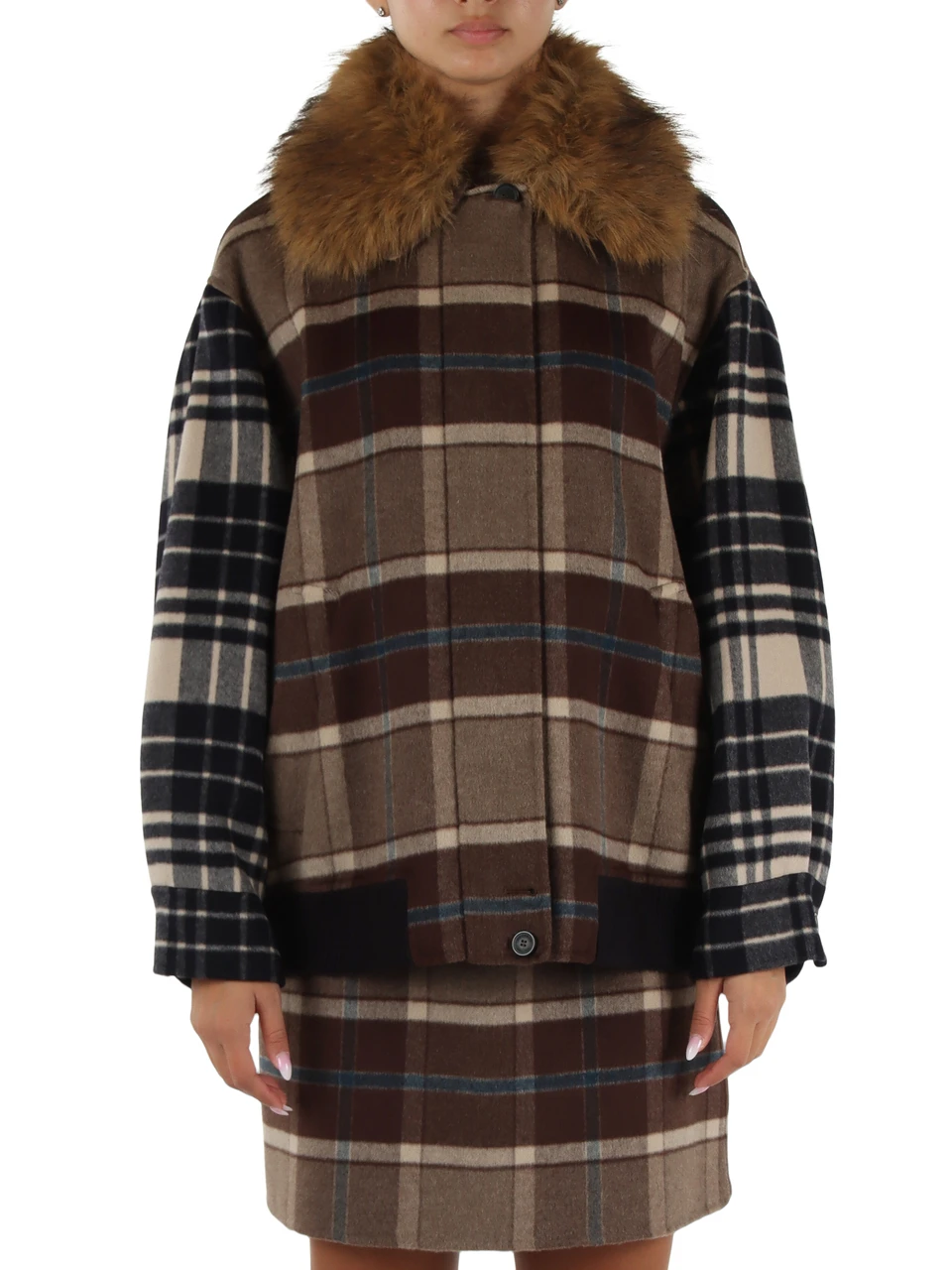 MARRONE | Cappotto corto in lana vergine DIVINA