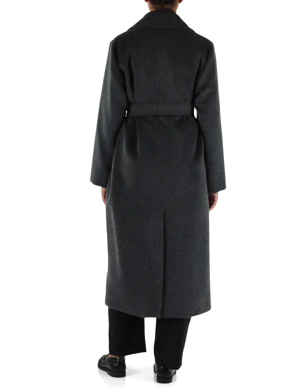 GRIGIO SCURO | Cappotto lungo BRONTE in orsetto di lana e alpaca