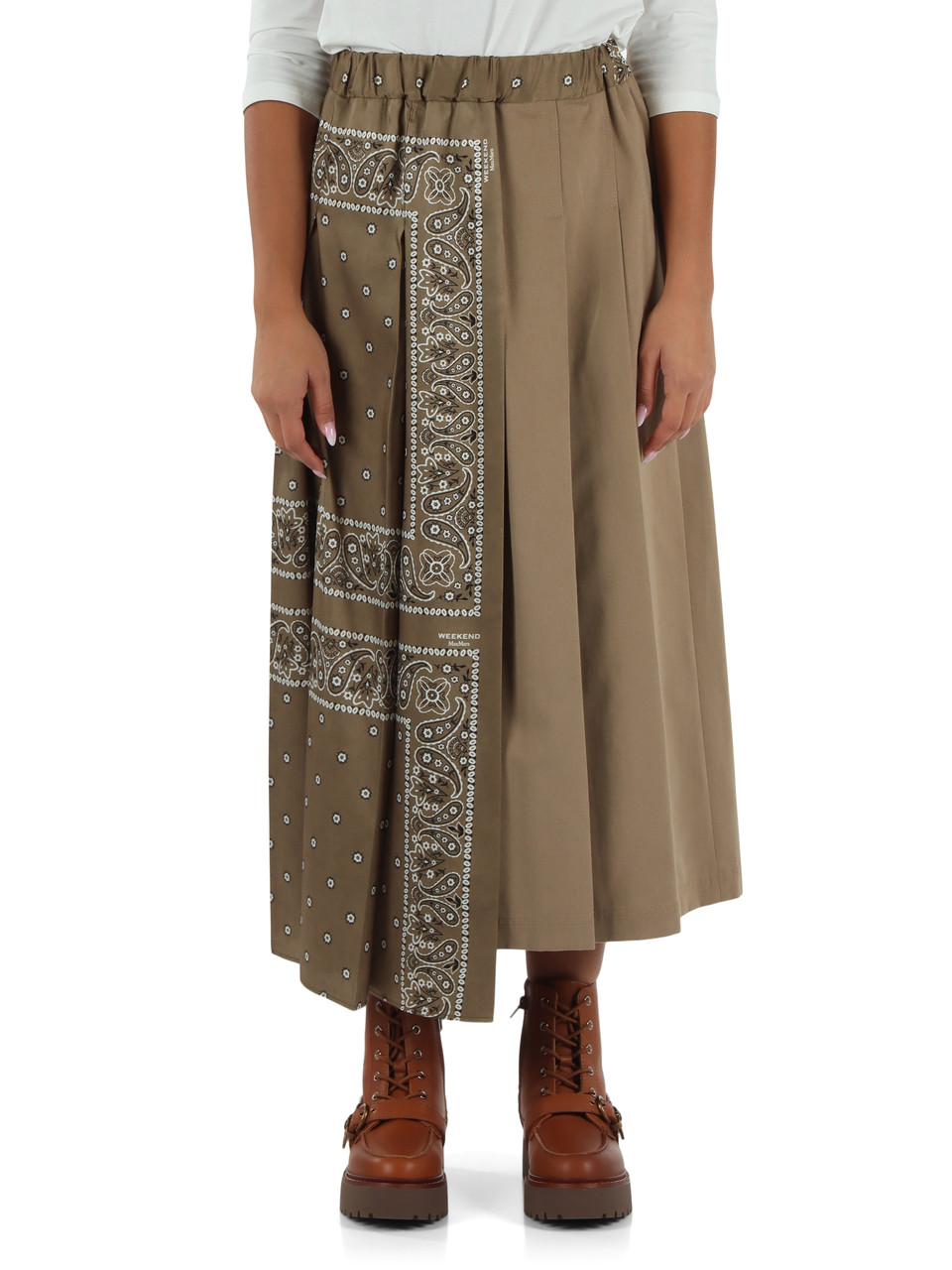 KAKI | Gonna in drill di cotone CECI con inserto in twill tecnico