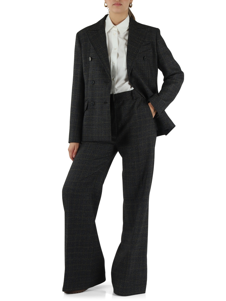 GRIGIO SCURO | Pantalone PACCA in batavia di lana Principe di Galles