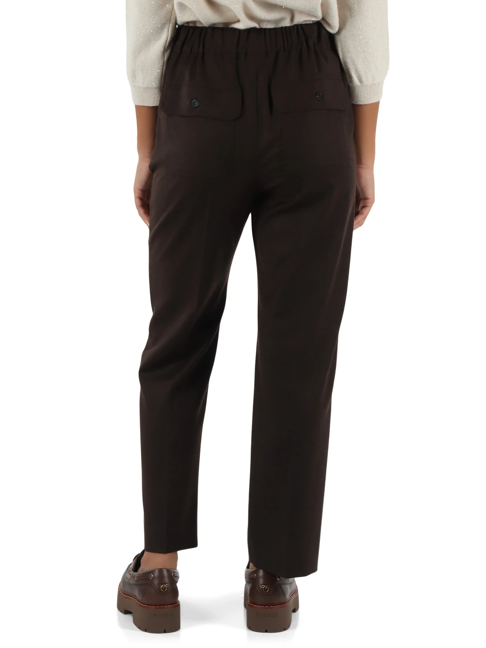 MARRONE | Pantalone HATELEY in flanella di lana stretch