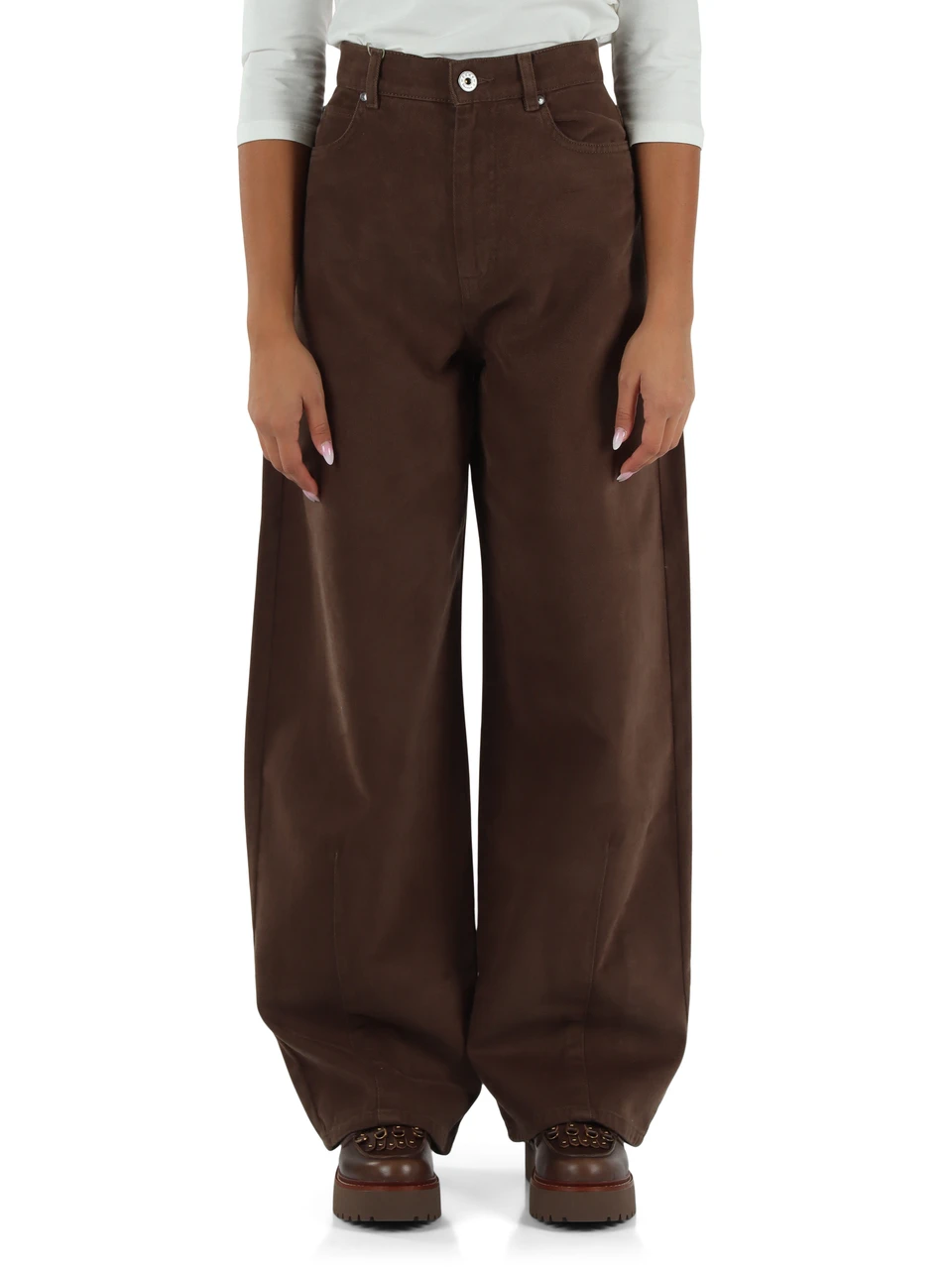 MARRONE | Pantalone barrel ORDINE in cotone