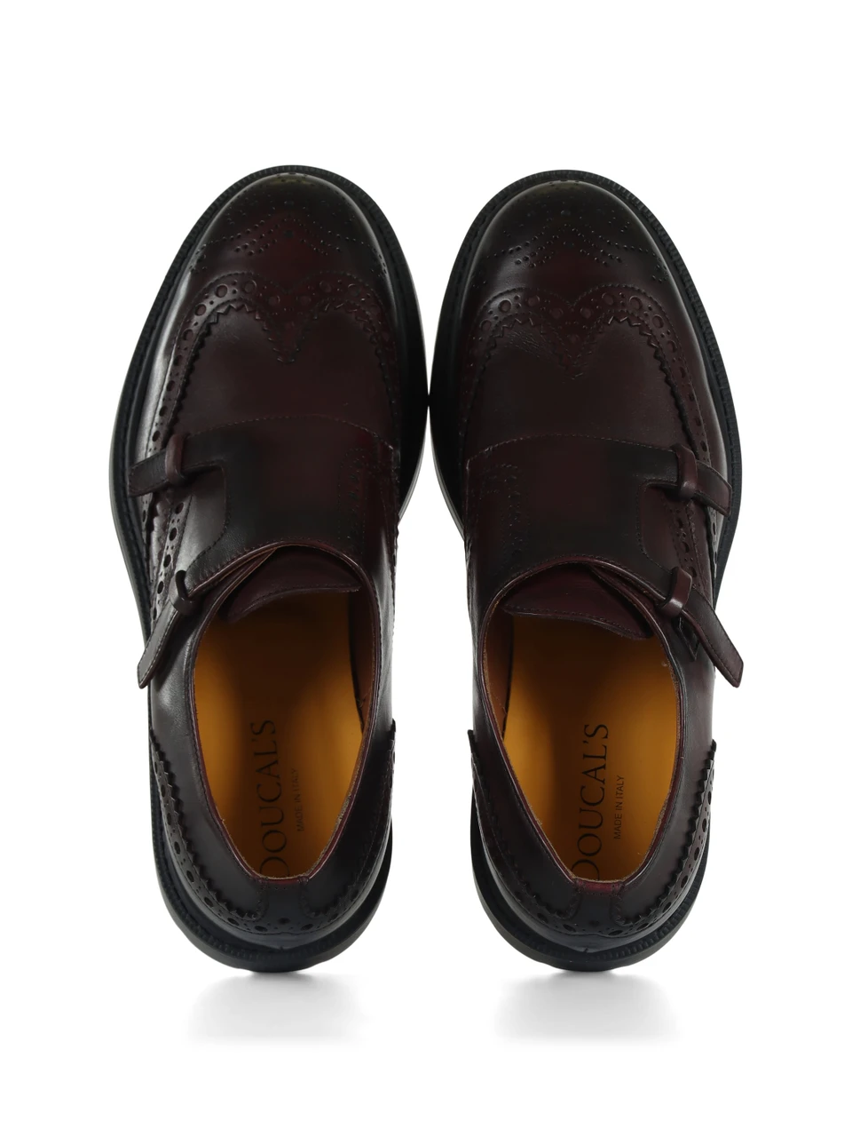 borgogna | Mocassino in pelle con lavorazione stile brogue