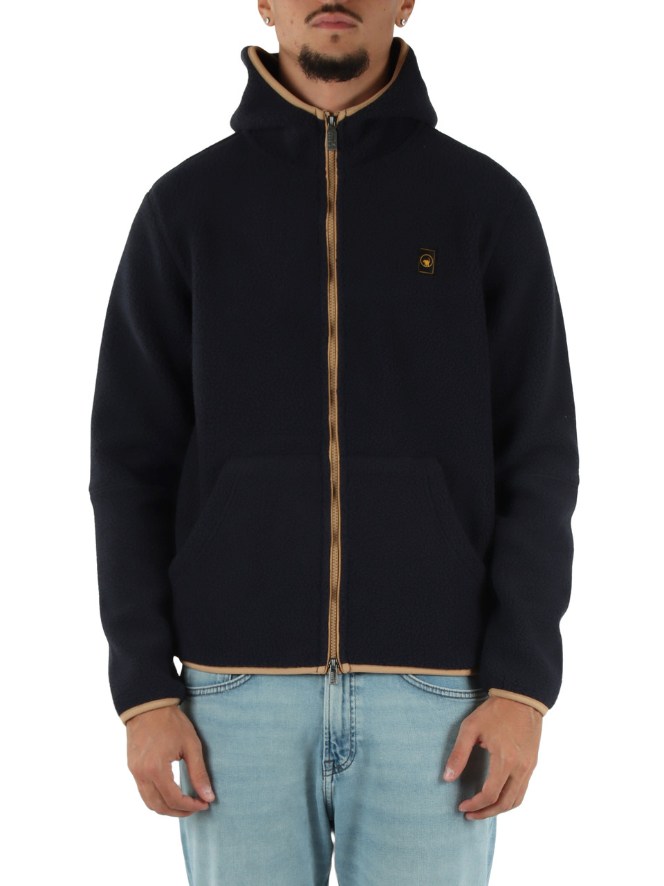 BLU SCURO | Giacca felpa RODRIGO in tessuto Teddy