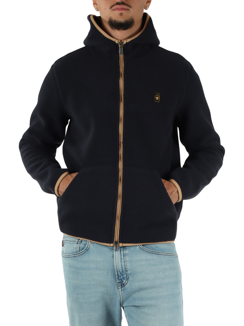 BLU SCURO | Giacca felpa RODRIGO in tessuto Teddy