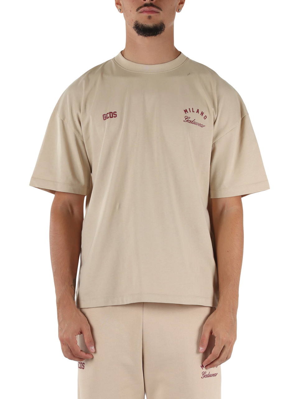 BEIGE | T-shirt in cotone con stampa logo
