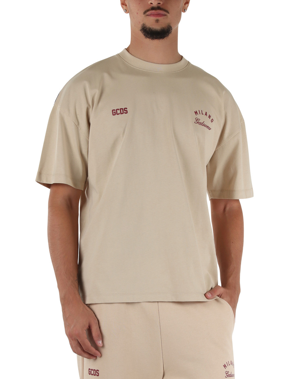 BEIGE | T-shirt in cotone con stampa logo
