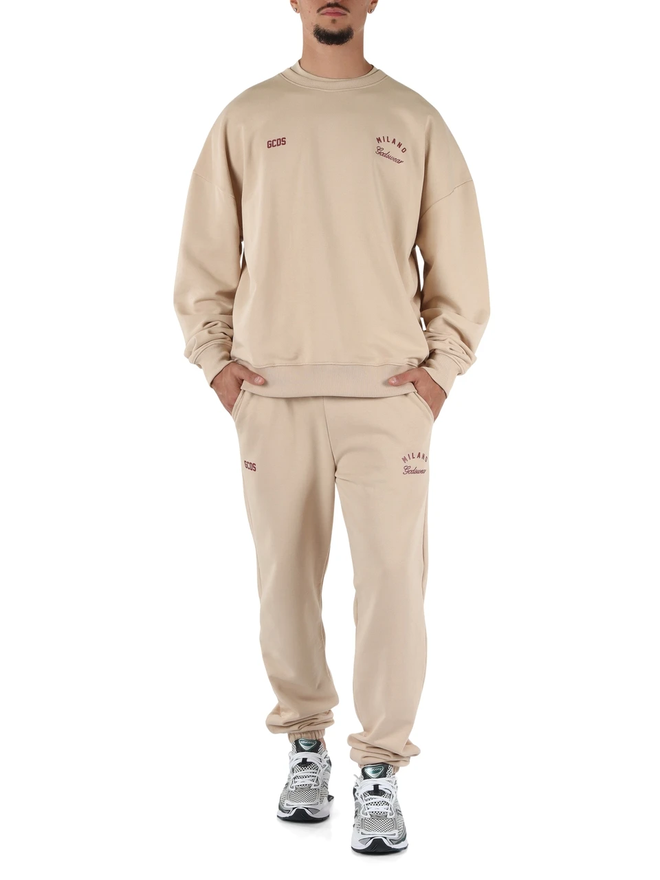 BEIGE | Sweatshirt aus gebürsteter Baumwolle mit Rundhalsausschnitt
