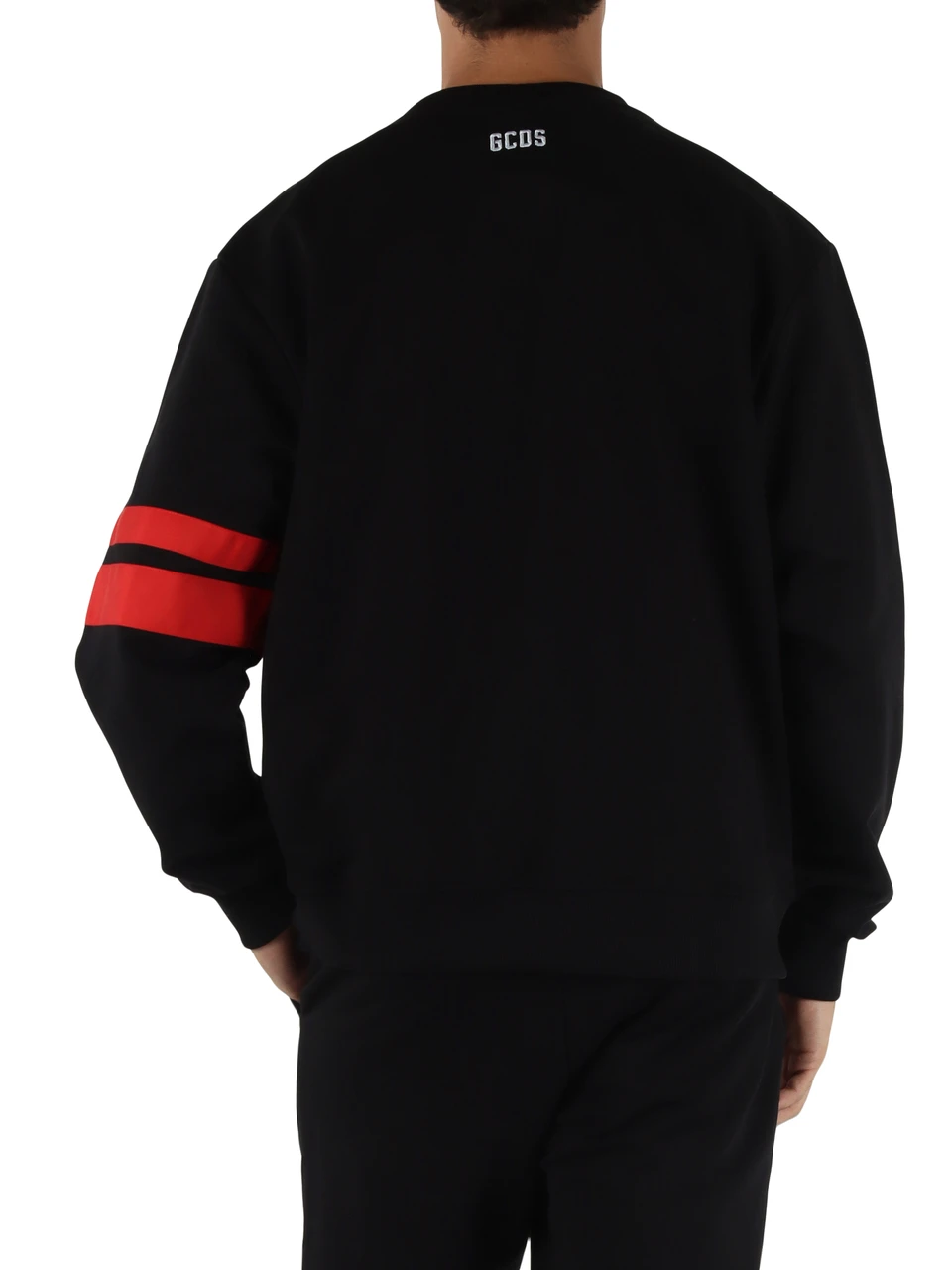 NERO | Felpa girocollo in cotone garzato con ricamo logo