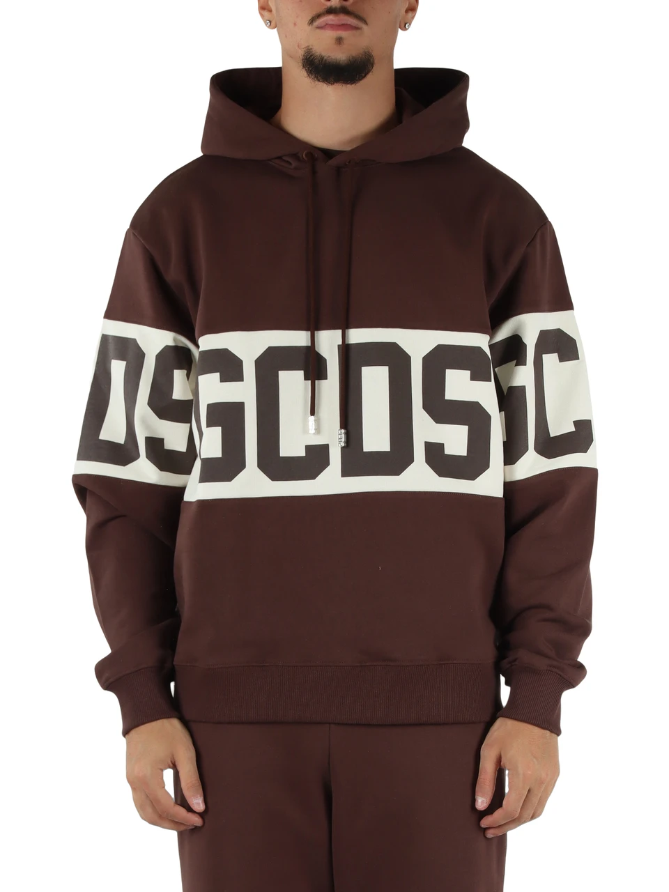 BRAUN | Sweatshirt aus angerauter Baumwolle mit Kapuze und Logo-Schriftzügen