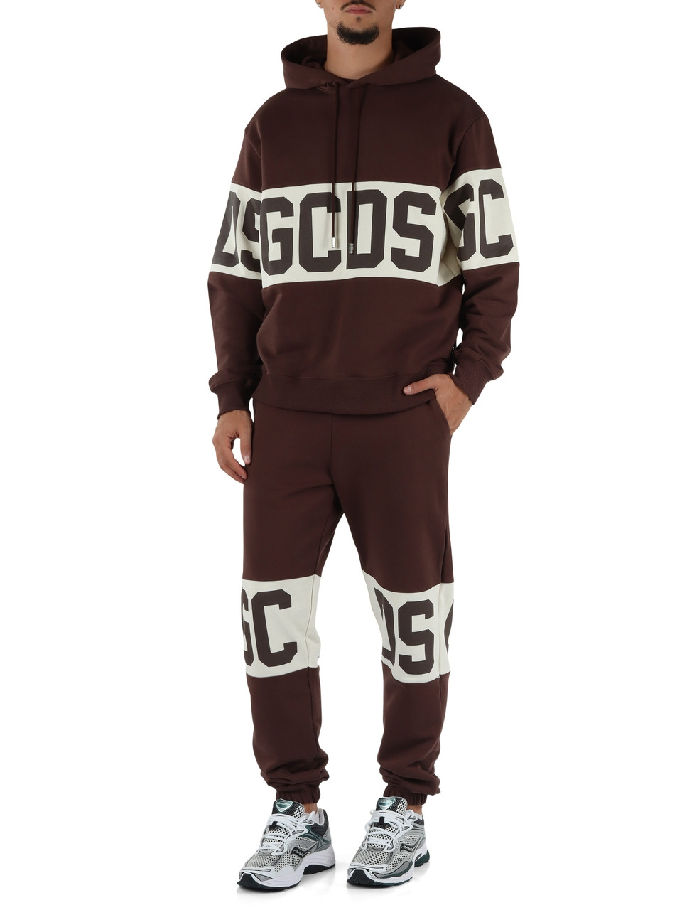 BRAUN | Sweatshirt aus angerauter Baumwolle mit Kapuze und Logo-Schriftzügen